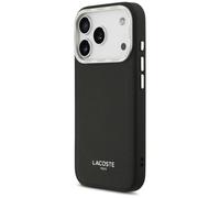 CG MOBILE Lacoste Champs Elysees Logo argenté compatible avec MagSafe Coque pour iPhone 17 Pro (noir)