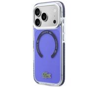 CG MOBILE Lacoste Coque anti-chocs transparente givrée compatible avec MagSafe pour iPhone 17 Pro, bleu marine