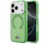 CG MOBILE Lacoste Coque anti-chocs transparente givrée compatible avec MagSafe pour iPhone 17 Pro, vert