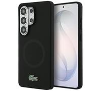 CG MOBILE Lacoste Coque de protection en silicone en métal avec logo crocodile compatible avec MagSafe pour Samsung Galaxy S26 Ultra (noir)