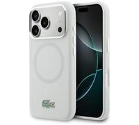 CG MOBILE Lacoste Coque de protection en silicone et métal compatible avec MagSafe pour iPhone 17 Pro Max, gris