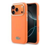 CG MOBILE Lacoste Coque de protection en silicone et métal compatible avec MagSafe, pour iPhone 17 Pro Max, orange
