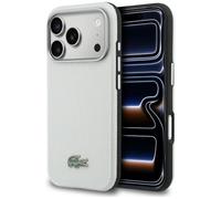 CG MOBILE Lacoste Coque demi-tour petit piqué compatible avec MagSafe pour iPhone 17 Pro Max, gris clair