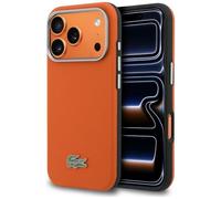 CG MOBILE Lacoste - Coque demi-tour - Petit piqué - Compatible avec MagSafe - Pour iPhone 17 Pro Max - Orange