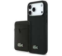 CG MOBILE Lacoste Coque + Portefeuille Ensemble Iconic Petit Pique Compatible avec MagSafe pour iPhone 17 Pro Max (Noir)