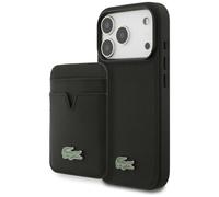 CG MOBILE Lacoste Coque + Portefeuille Ensemble Iconic Petit Pique Compatible avec MagSafe pour iPhone 17 Pro (Noir)