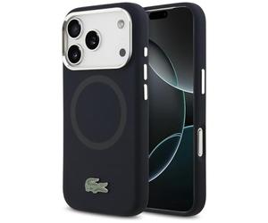 CG MOBILE Lacoste Coque pour iPhone 17 Pro [compatible avec MagSafe], coque en silicone avec logo en métal, anti-chocs, protection contre les chutes, fine et résistante, protection des ports, bleu