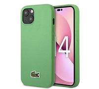 CG MOBILE Lacoste Coque Rigide emblématique Petit Pique en polyuréthane tissé Logo Estragon Compatible avec iPhone 14 Max 6,7", légère, Anti-Chute, Chic, Protection complète, Classique - (Vert)