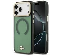 CG MOBILE Lacoste Coque transparente anti-chocs avec logo or givré compatible avec MagSafe pour iPhone 17 Pro Max (Sinople)