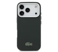 CG MOBILE LACOSTE Étui en cuir enveloppé pour iPhone 17 Pro, avec logo petit piqué, compatible avec MagSafe, anti-rayures et anti-choc, lunette surélevée, vert sinople