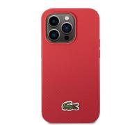 CG MOBILE Lacoste Étui Iconic Petit Piqué Logo pour iPhone (Rouge, iPhone 14 Pro Max)