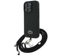 CG MOBILE Lacoste Iconic Petit Pique Crossbody Coque pour iPhone 16 Pro Max Compatible avec MagSafe (Noir)
