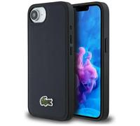 CG MOBILE Lacoste Iconic Petit Piqué Logo tissé Compatible avec MagSafe Coque pour iPhone 16e (Marine)