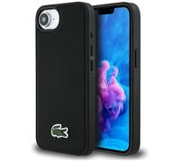 CG MOBILE Lacoste Iconic Petit Piqué Logo tissé Compatible avec MagSafe Coque pour iPhone 16e (Noir)
