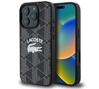 CG MOBILE Lacoste LCHMP16LPIGK Coque pour iPhone 16 Pro 6,3" Noir Monogramme Logo Vintage