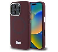 CG MOBILE Lacoste LCHMP16LSMAR Coque pour iPhone 16 Pro 6,3" Bordeaux Licence Silicone Croco Logo Compatible avec MagSafe