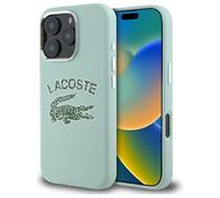 CG MOBILE Lacoste LCHMP16LUCRA Coque de protection en silicone pour iPhone 16 Pro 6,3" Amande avec logo craquelé