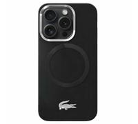 CG MOBILE Lacoste LCHMP16SSMAK Coque pour iPhone 16 6,1" en silicone avec logo crocodile Noir