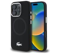CG MOBILE Lacoste LCHMP16XSMAK Coque pour iPhone 16 Pro Max 6,9" en silicone avec logo crocodile MagSafe Noir
