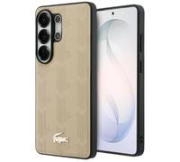 CG MOBILE Lacoste Nomograme Coque avec logo doré compatible avec MagSafe pour Samsung Galaxy S26 Ultra (beige)