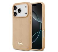 CG MOBILE Lacoste Nomograme Gold Logo Compatible avec MagSafe Coque pour iPhone 17 Pro Max (Beige)