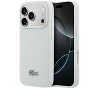 CG MOBILE Lacoste Petit Piqué Logo Vernis Compatible avec MagSafe Coque pour iPhone 17 Pro Max (Gris clair)