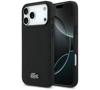 CG MOBILE Lacoste Petit Piqué Logo Vernis Compatible avec MagSafe Coque pour iPhone 17 Pro Max (Noir)