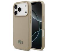 CG MOBILE Lacoste Petit Piqué Logo Vernis Compatible avec MagSafe Coque pour iPhone 17 Pro (taupe)
