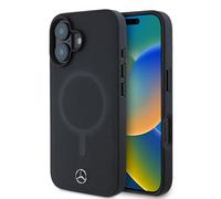 CG Mobile Mercedes-Benz Coque Compatible avec iPhone 16 Coque arrière - Compatible avec Magsafe Plain Lisse - Noir