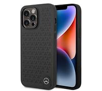 CG MOBILE Mercedes-Benz Coque de téléphone pour iPhone 14 Pro Max avec motif étoile noire, protection en cuir véritable, durable et anti-rayures avec ports accessibles, absorption des chocs et logo