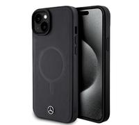 CG Mobile Mercedes-Benz Étui de téléphone Compatible avec Magsafe iPhone 15 Plus en Cuir véritable de Protection et Durable avec Facile à Clipser, Absorption des Chocs et Logo Signature
