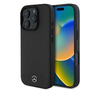 CG Mobile Mercedes-Benz Étui de téléphone conçu pour iPhone 16 Pro Max, durable, résistant aux chocs, compatible avec MagSafe, étui en cuir texturé et uni, noir
