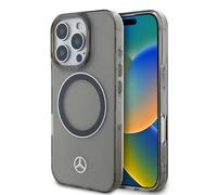 CG Mobile Mercedes-Benz HC Coque de téléphone conçue pour iPhone 16 Pro Max, Durable, résistante aux Chocs, Compatible avec Magsafe, PC/TPU avec Anneau argenté, Coque Transparente Noire