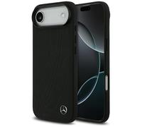 CG MOBILE Mercedes Coque de protection en cuir avec grande feuille de laurier compatible avec MagSafe pour iPhone 17 Air (noir)