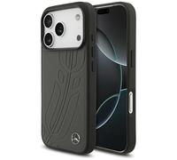 CG MOBILE Mercedes Coque de protection en cuir avec grande feuille de laurier compatible avec MagSafe pour iPhone 17 Pro (anthracite)