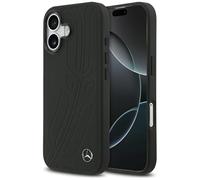 CG MOBILE Mercedes Coque de protection en cuir avec grande feuille de laurier compatible avec MagSafe pour iPhone 17 (noir)