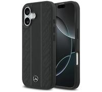 CG MOBILE Mercedes Coque de protection en cuir compatible avec MagSafe pour iPhone 17 (noir)