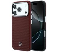 CG MOBILE Mercedes Coque de protection en demi-cuir aspect bois compatible avec MagSafe pour iPhone 18 Pro Max / 17 Pro Max (bordeaux)