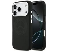 CG MOBILE Mercedes Coque de protection en silicone avec logo vintage compatible avec MagSafe pour iPhone 17 Pro (noir)