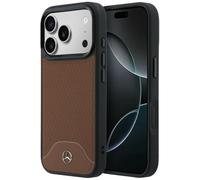 CG MOBILE Mercedes Coque en cuir effet bois et courbe compatible avec MagSafe pour iPhone 17 Pro (chameau)