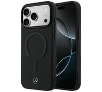 CG MOBILE Mercedes Étui en cuir 3D compatible avec MagSafe pour iPhone 17 Pro (noir)