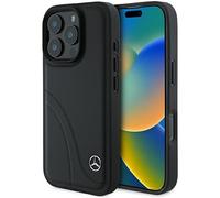 CG MOBILE Mercedes MEHCP16L23RBCSK Étui de protection pour iPhone 16 Pro 6,3" Noir Coutures incurvées MB Cuir