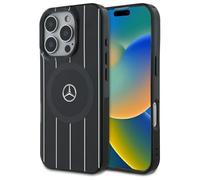 CG Mobile Mercedes MEHMP16X23HRSK Coque pour iPhone 16 Pro Max 6,9" Noir Produit sous Licence MB Double Lignes croisées Compatible avec MagSafe