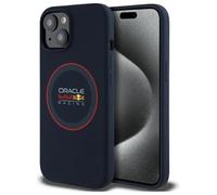 CG MOBILE Red Bull RBHMP14S24SIILVR Coque pour iPhone 14 6,1" Bleu Marine Licence Silicone Anneau Rouge Compatible avec MagSafe