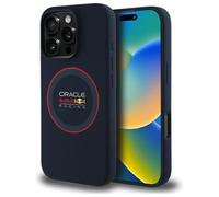 CG MOBILE Red Bull RBHMP16L24SIILVR Coque pour iPhone 16 Pro 6,3" Bleu Marine Licence Silicone Anneau Rouge Compatible MagSafe