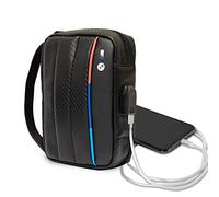 CG MOBILE Sac à Main BMW en Carbone PU avec Ligne Tricolore contrastée, Sac de Protection Universel Compatible avec MacBook Intel® UHD Graphics/Windows/HP/Value Top Load Bag/Travail, école, etc.
