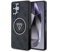 CG MOBILE Sous Licence Guess Coque pour S25 Marron 4G Boutons Triangle Glitter Compatible avec MagSafe