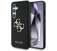 CG Mobile sous Licence Guess Coque pour S25 Plus Noir Grained Big 4G Logo Small Classic Logo