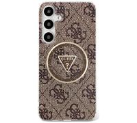 CG MOBILE Sous Licence Guess Coque pour S25 Ultra Marron 4G Boutons Triangle Glitter Compatible avec MagSafe