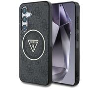 CG Mobile sous Licence Guess Coque pour S25 Ultra Noir 4G Paillettes Triangle Boutons Compatible avec MagSafe